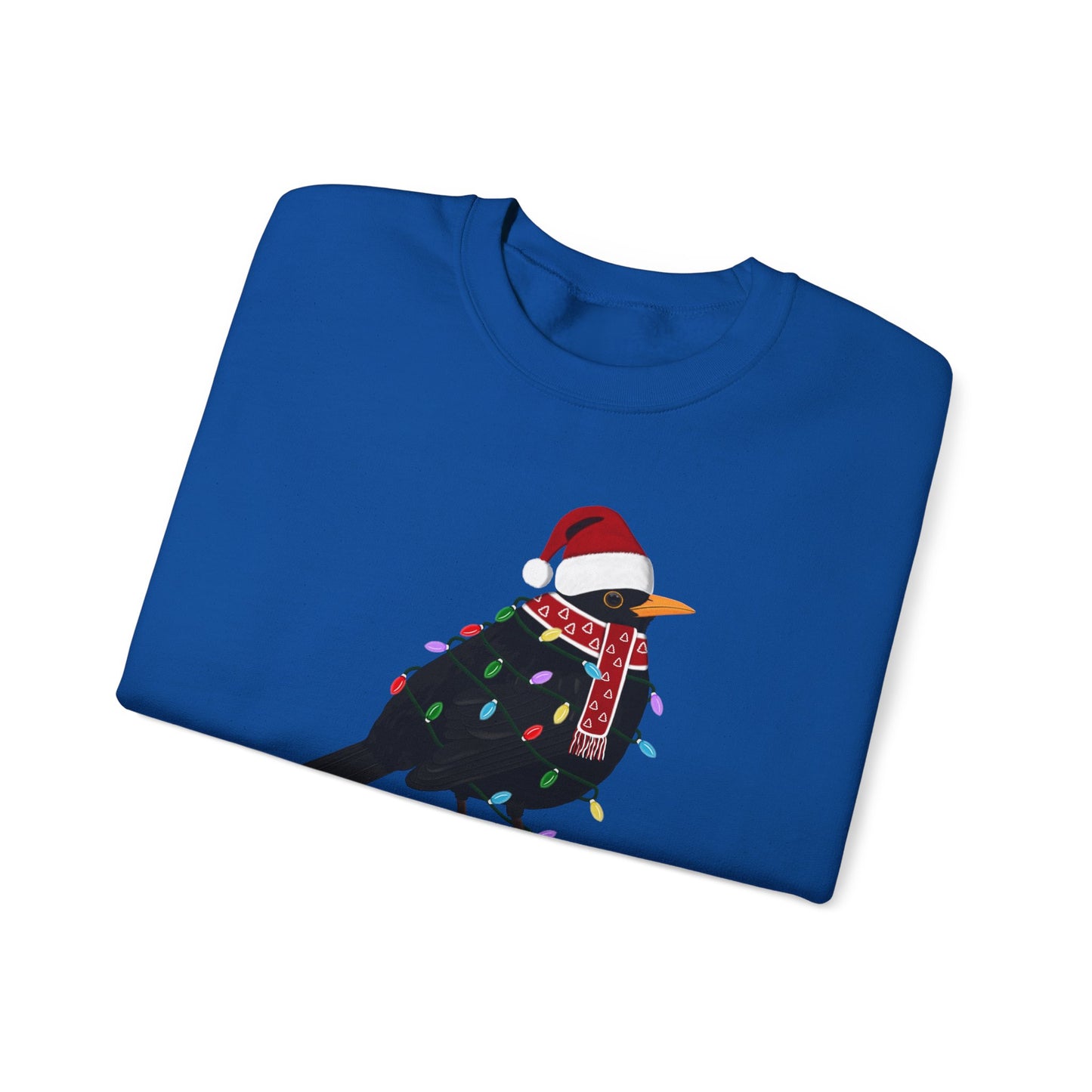 Blackbird with Fairy Lights Santa Claus Christmas Bird Sweatshirt