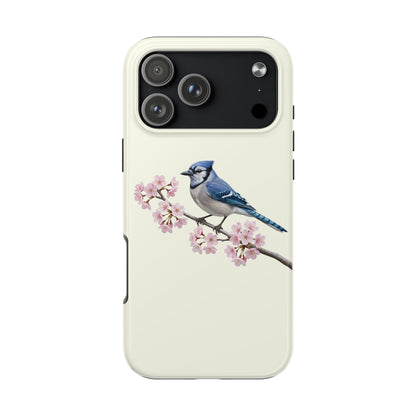 Blue Jay & Cherry Blossom Tough iPhone Case Creamy White