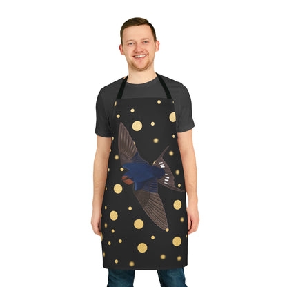 Barn Swallow Golden Dots Birdlover Bird Art Apron Black