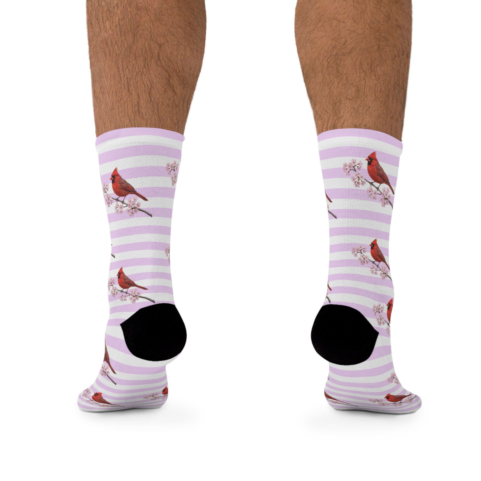 Pink Cherry Blossom Cardinal Socks – Cute Birdwatching & Bird Lover Gift – Accessories,