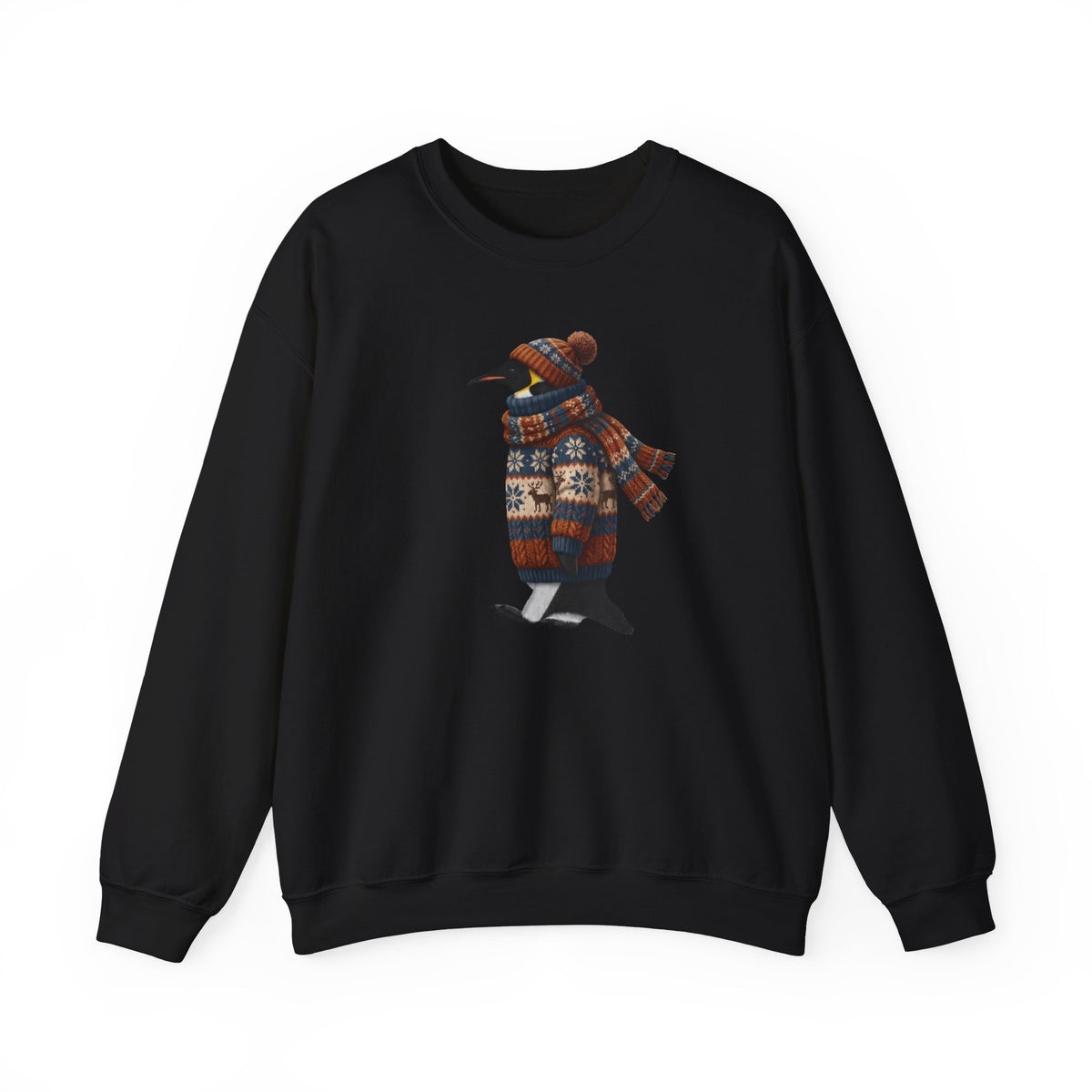 Penguin Winter Sweatshirt | Bird Watcher Crewneck Unisex Songbirds Wearing Knit Gift for Lovers Cozy in Sand