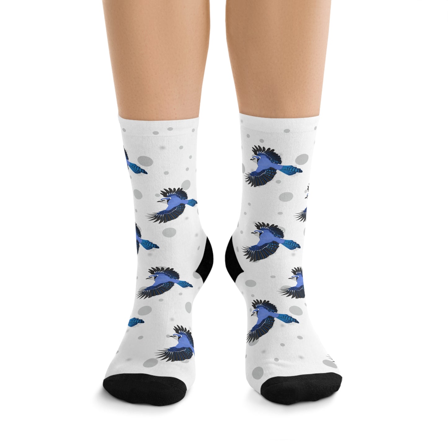 Blue Jay Socks White Bird Socks for Bird Lovers One Size