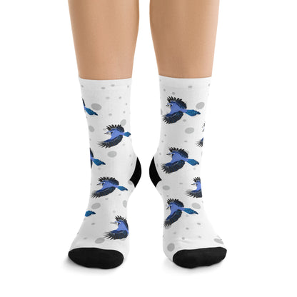 Blue Jay Socks White Bird Socks for Bird Lovers One Size