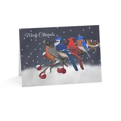 Backyard Birds Bird Art Premium Christmas Card 7x5" | Double-Sided Matte Holiday Greeting