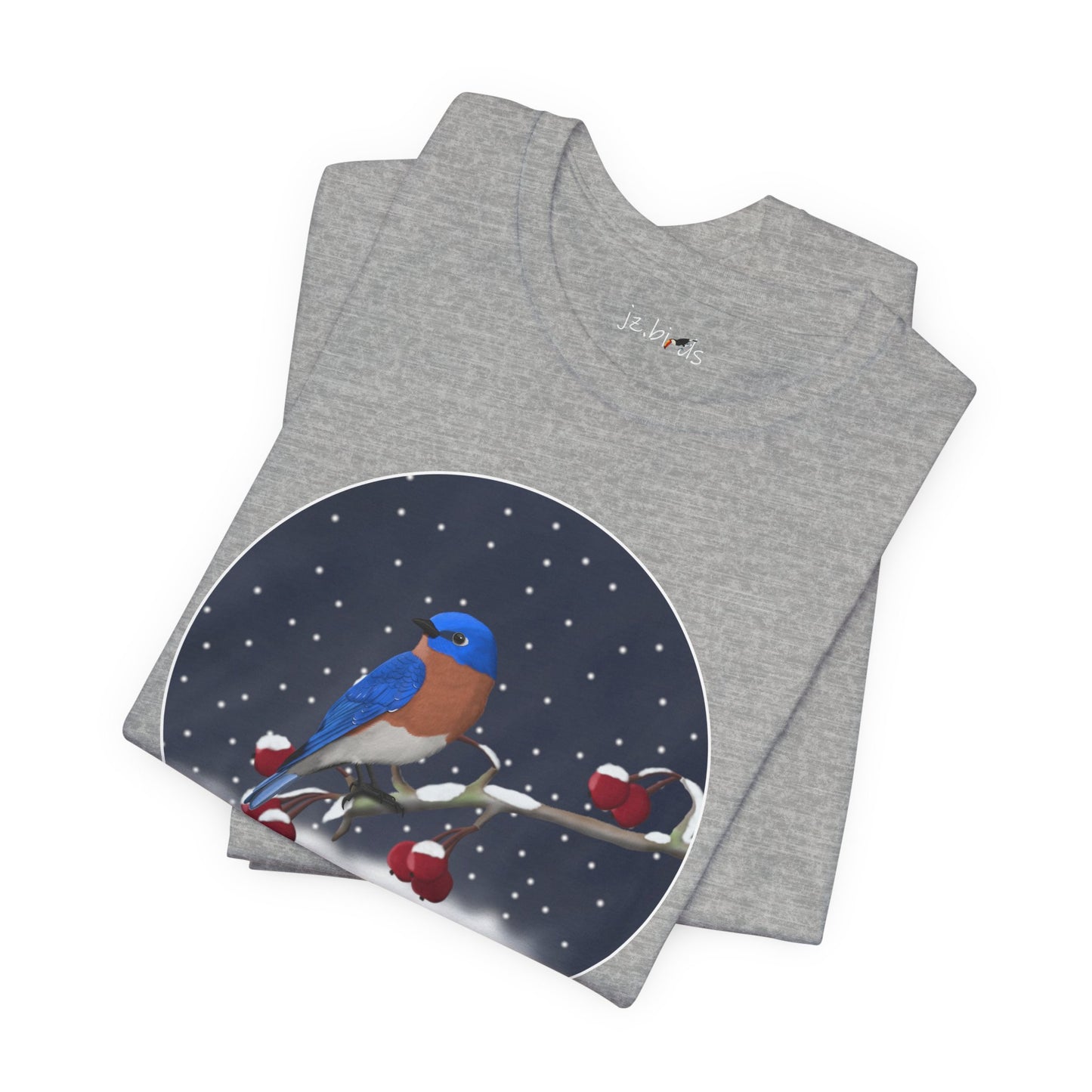 Bluebird on a Winter Branch Birdwatcher Christmas Bird T-Shirt