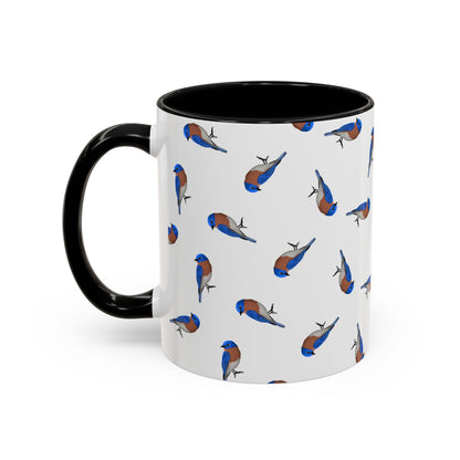 Bluebird All-Over Pattern Accent Mug | Colorful Bird Lover Gift for Birdwatchers