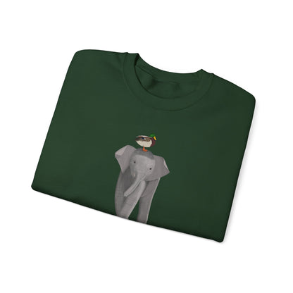 Elephant with Mallard Bird Birding & Birdwatching Sweatshirt