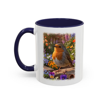 Robin Rosi Flower Bed Mug - Cute Backyard Bird Watcher Gift