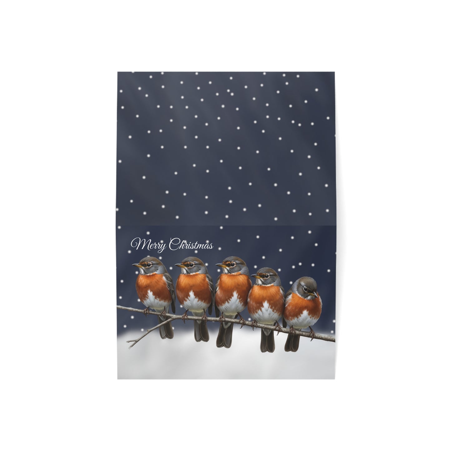 American Robin Bird Art Premium Christmas Card 7x5" | Double-Sided Matte Holiday Greeting