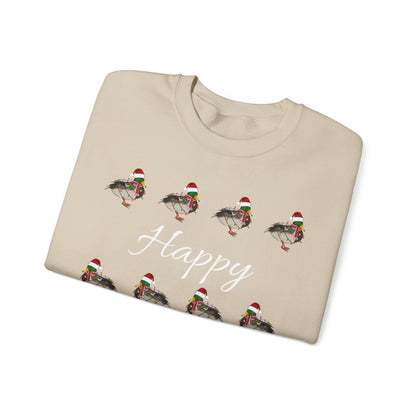 Mallard as Santa with Hat Scarf and Fairy Lights Happy Holidays Birdwatcher Christmas Bird Sweatshirt