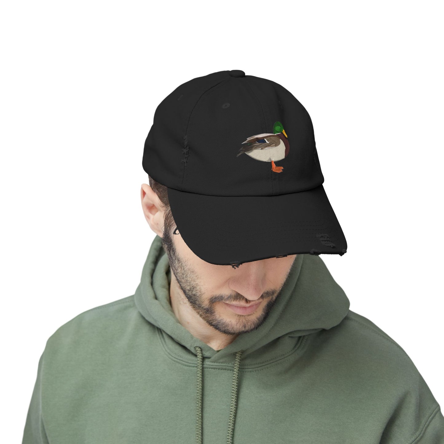 Mallard Bird Art Distressed Cap