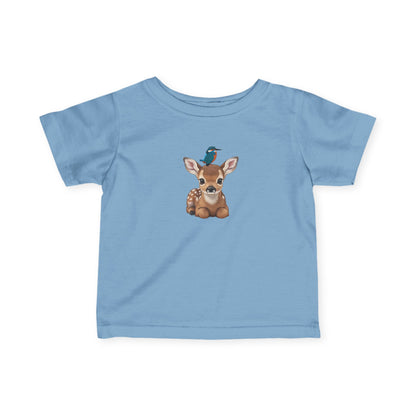 Rehkitz mit Eisvogel Baby T-Shirt Süßes Tiermotiv