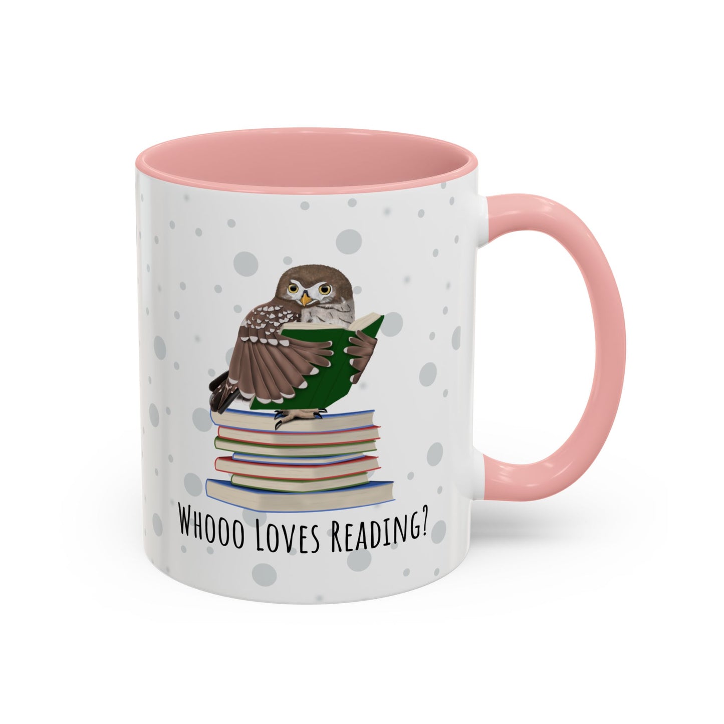 Whooo Loves Reading Owl Teacher Mug – Two-Tone Librarian & Book Lover Cup