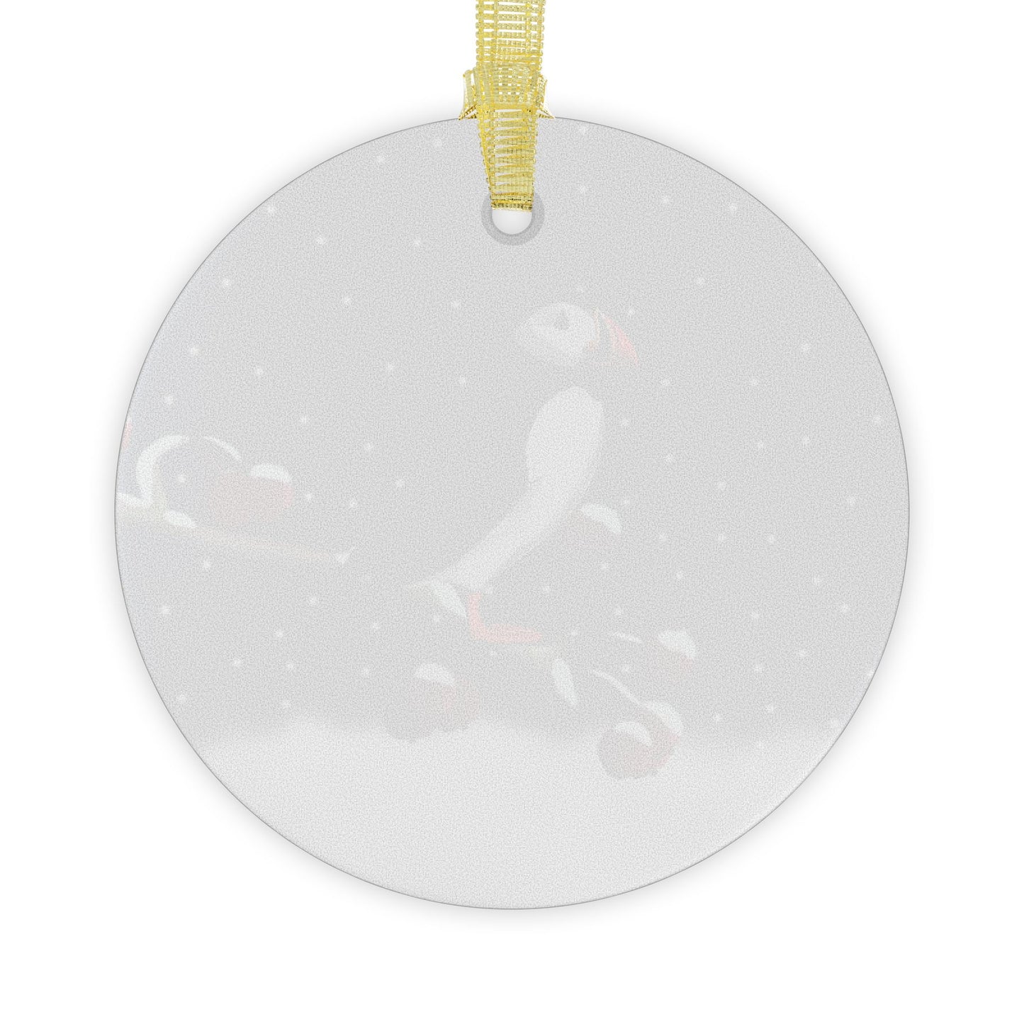 Puffin on a Winter Branch Christmas Bird Glass Ornament