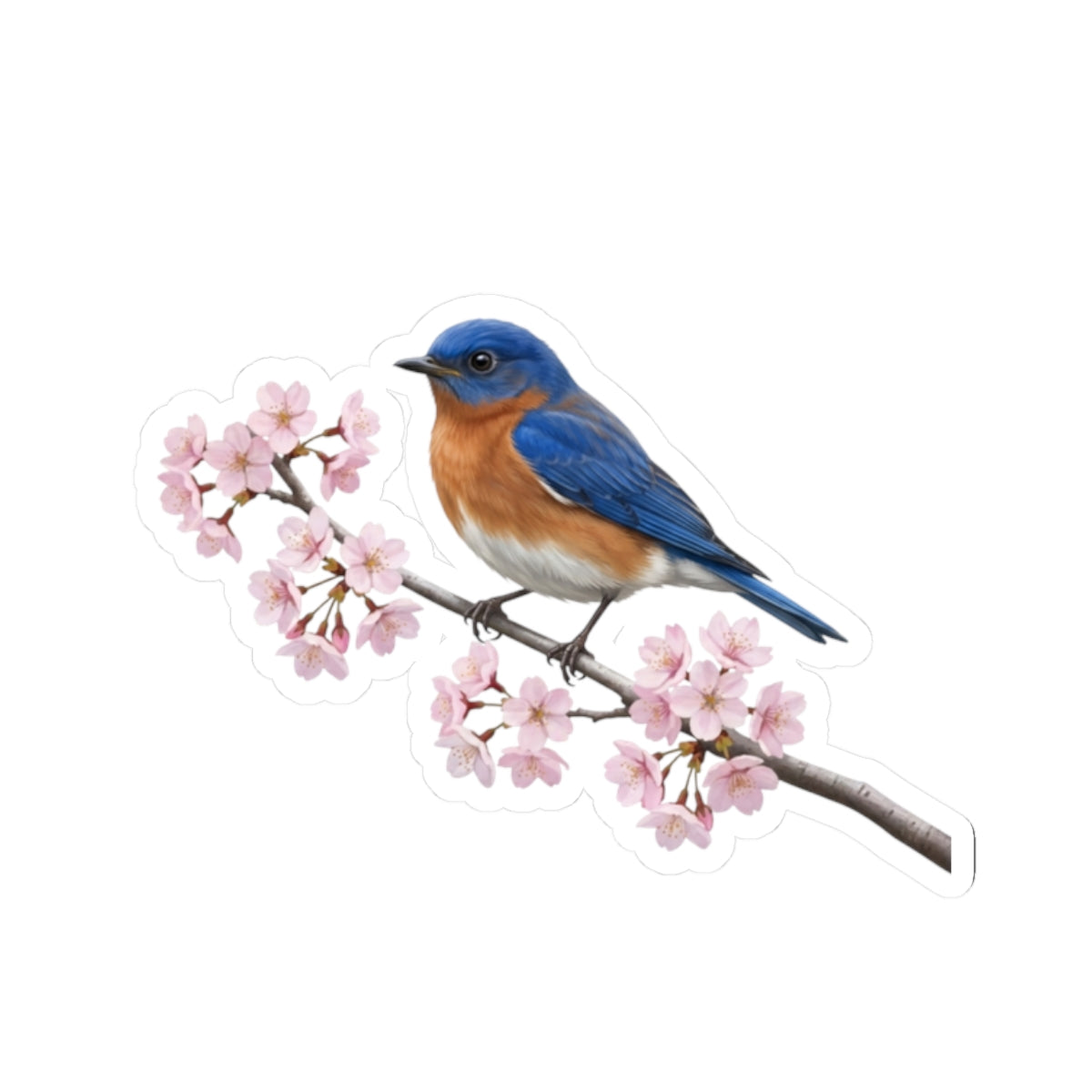Bluebird Stickers – Cherry Blossom Sticker | Glossy Floral Bird Decal Spring Laptop
