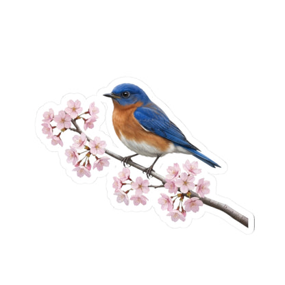 Bluebird Stickers – Cherry Blossom Sticker | Glossy Floral Bird Decal Spring Laptop