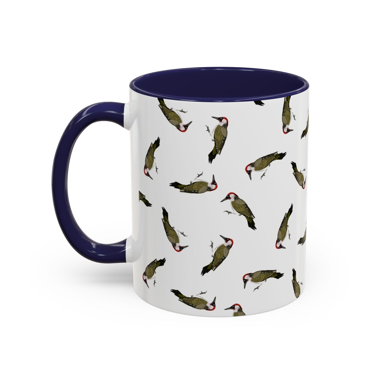 Grünspecht Tasse mit Streumuster | Vogelmotiv Kaffeebecher für Vogelbeobachter & Naturfreunde – Accent Coffee Mug and Birds Design style