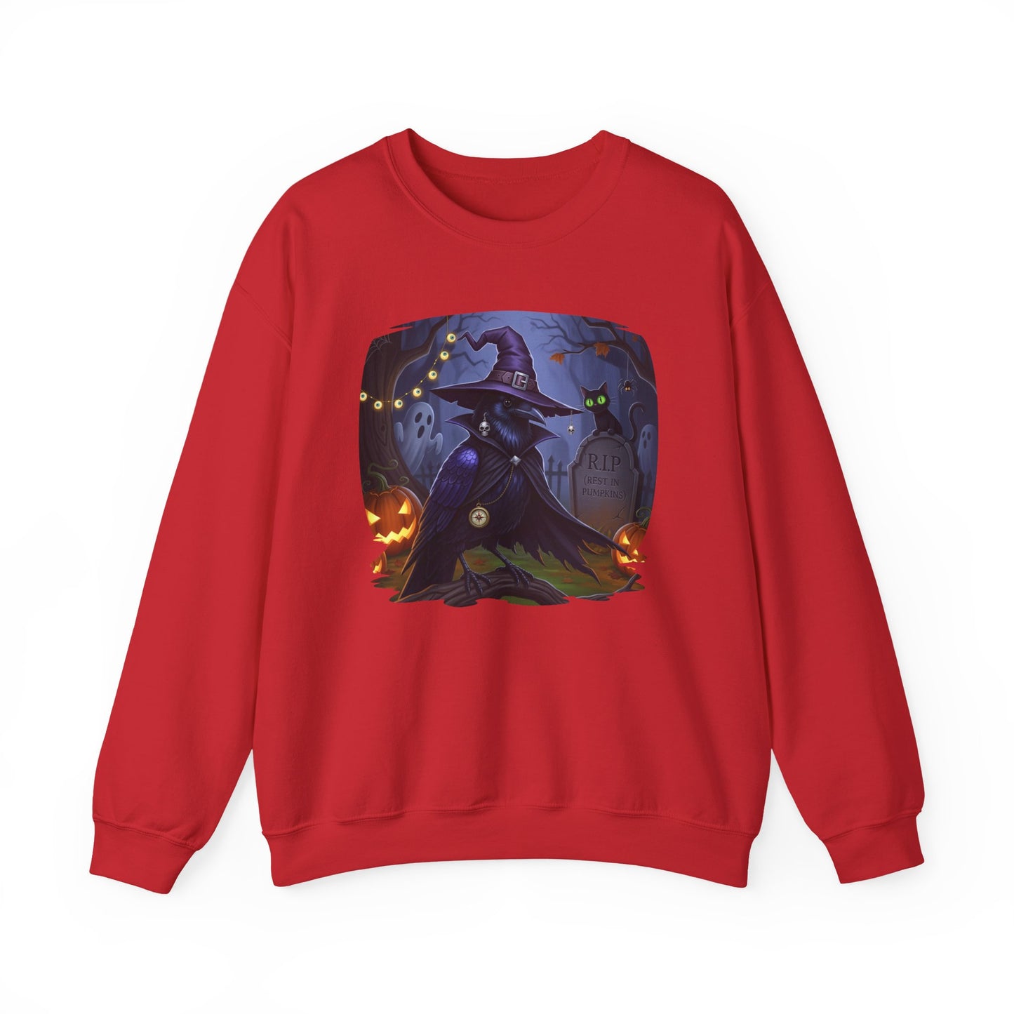 Black Crow Halloween Bird Sweatshirt - Spooky Halloween Costume for Bird Lovers