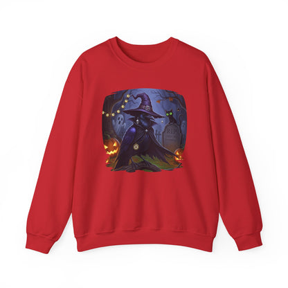 Black Crow Halloween Bird Sweatshirt - Spooky Halloween Costume for Bird Lovers