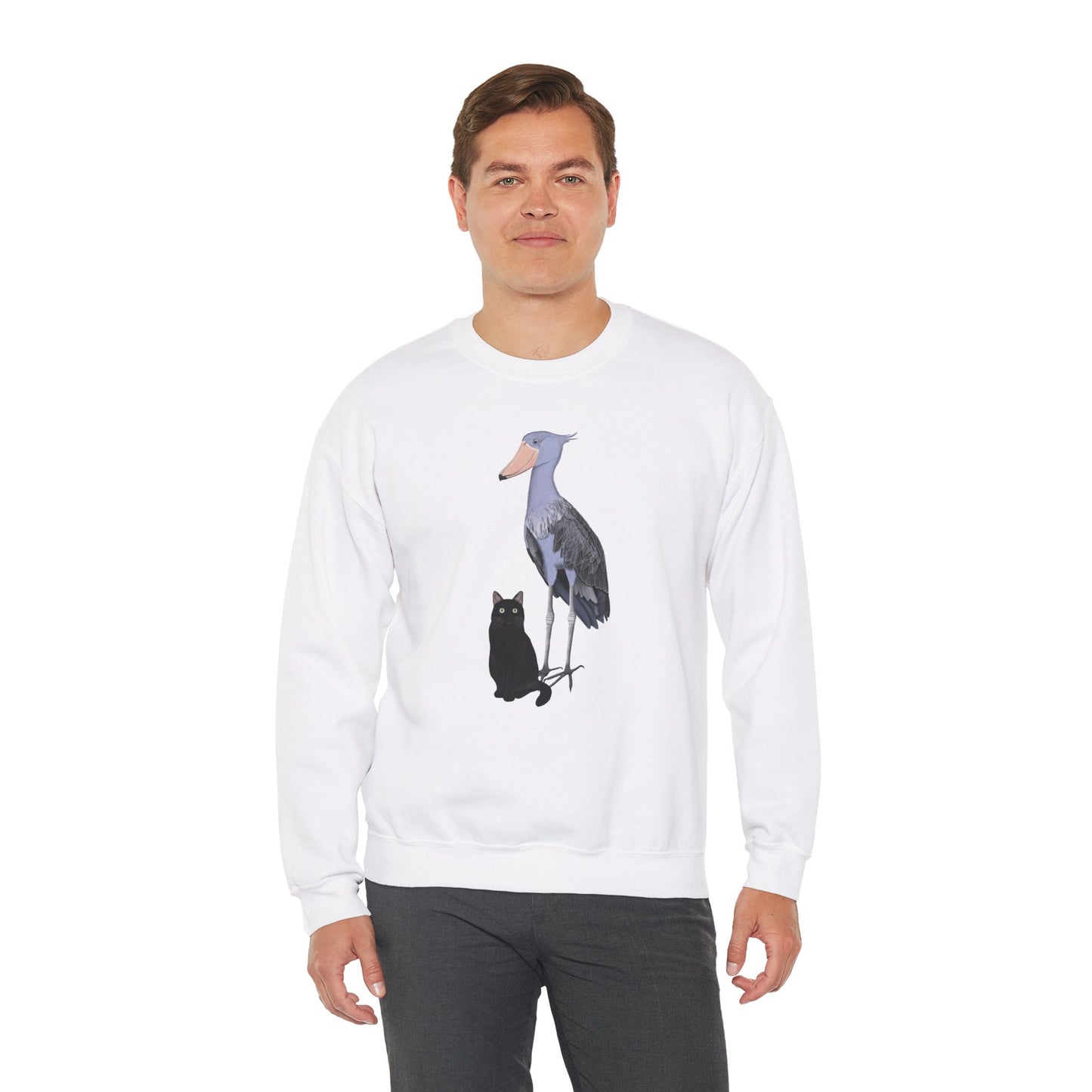 Black Cat with Shoebill Bird Cat Lover Sweatshirt