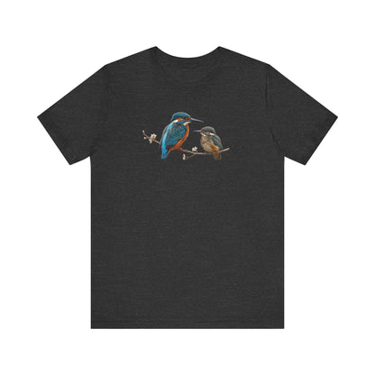 Kingfisher & Fledgling T-Shirt | Spring Blossoms Unisex Graphic Tee