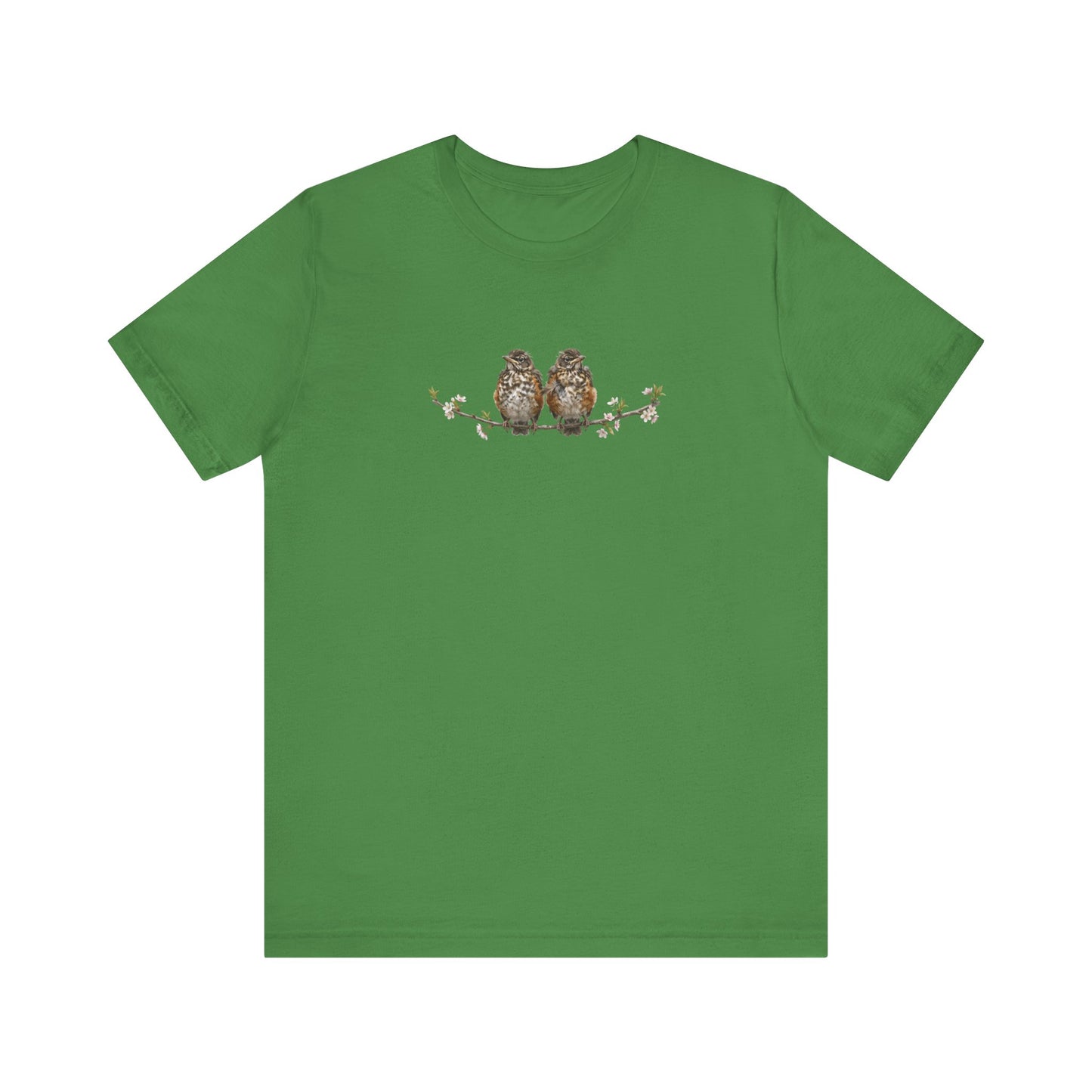 American Robin Fledgling T-Shirt | Spring Blossoms Unisex Graphic Tee for Bird Watchers