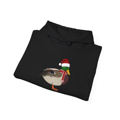 Mallard Christmas Bird with Santa Hat Birdwatcher Birdlover Hoodie