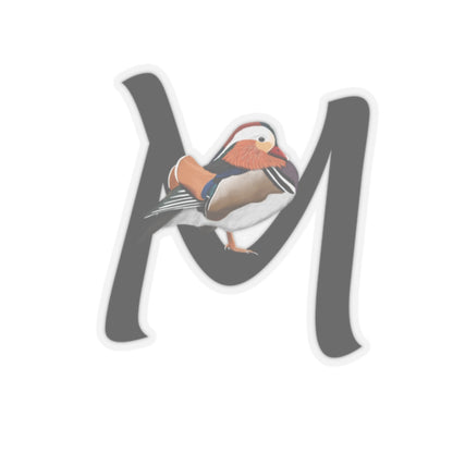 Mandarin Duck Letter M Bird Kiss-Cut Sticker