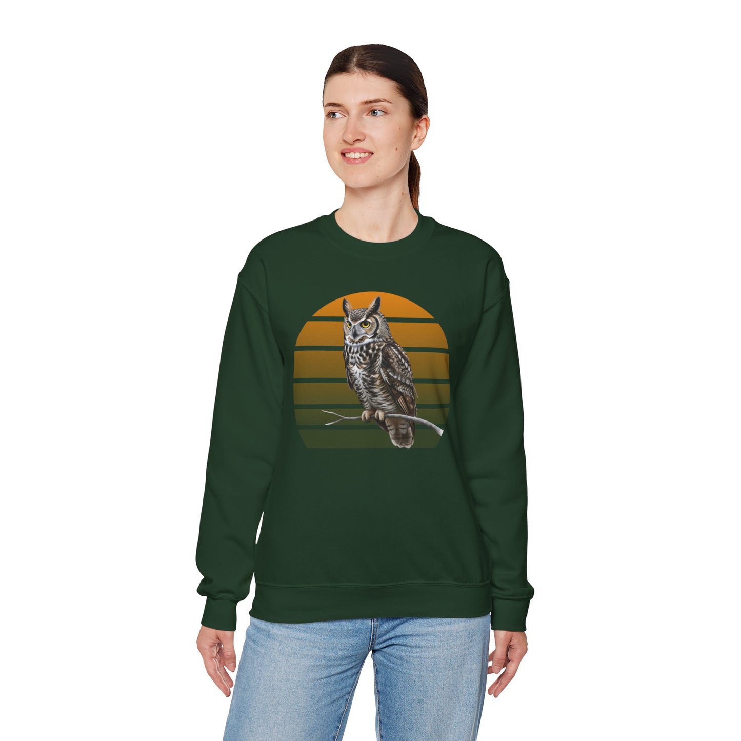 Great Horned Owl Sweatshirt | Unisex Bird of Prey Crewneck | Owl Lover & Birder Gift