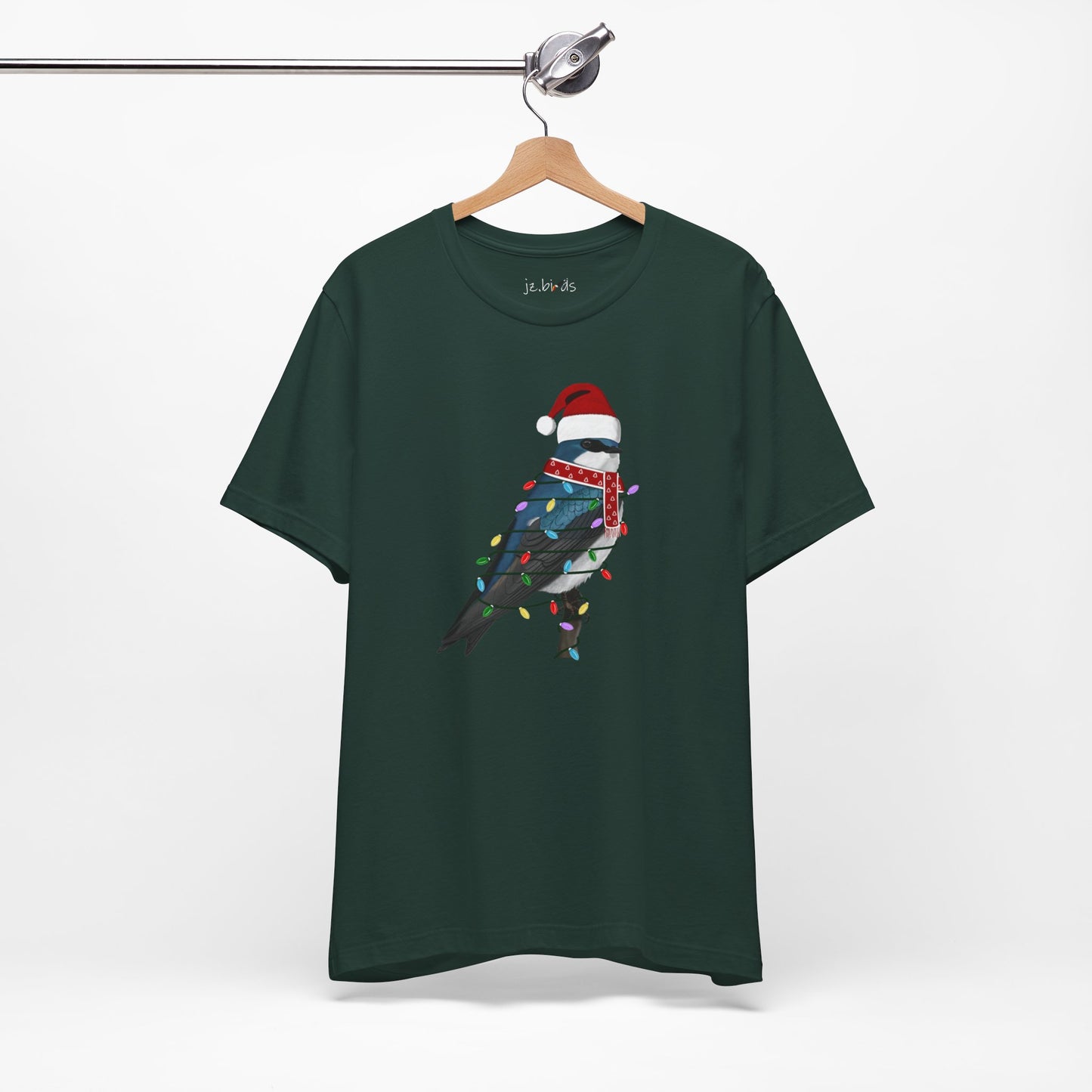 Tree Swallow with Fairy Lights Christmas Bird T-Shirt