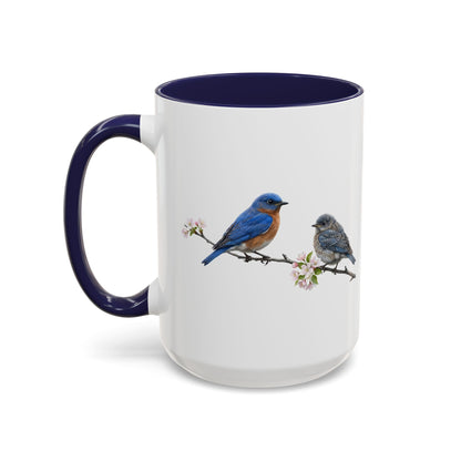 Eastern Bluebird & Fledgling Two-Tone Mug | Spring Bird Lover Gift
