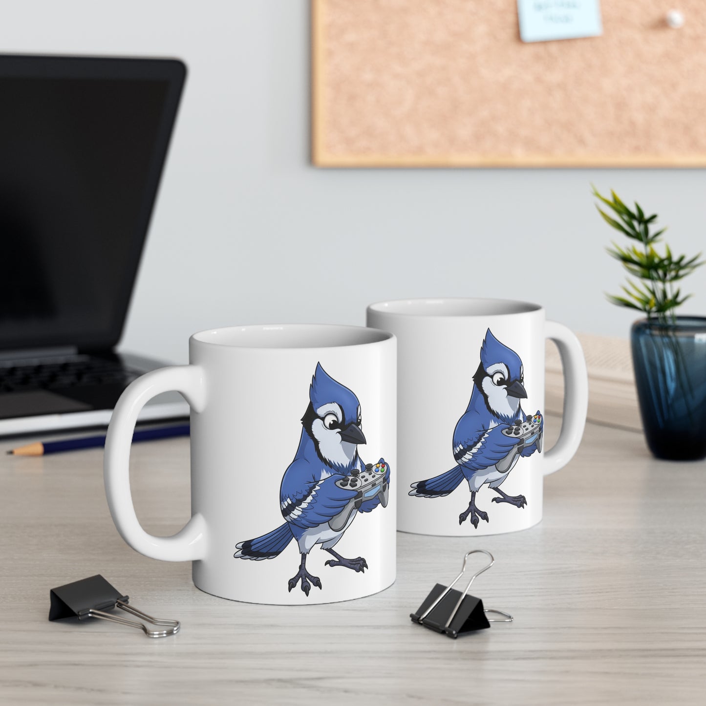 Blue Jay with Controller Video Games Gaming Bird Mug 11oz