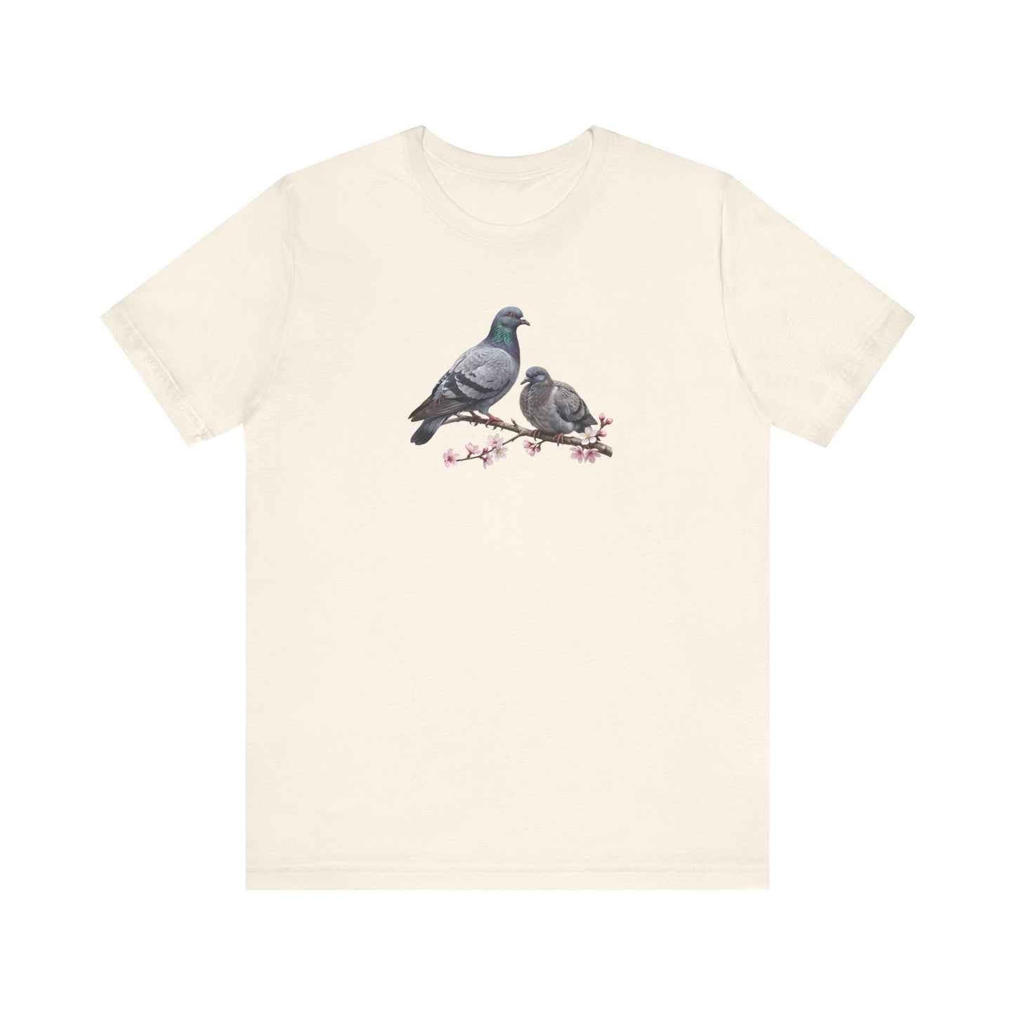 Pigeon & Fledgling T-Shirt | Spring Blossoms Unisex Graphic Tee
