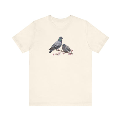 Pigeon & Fledgling T-Shirt | Spring Blossoms Unisex Graphic Tee