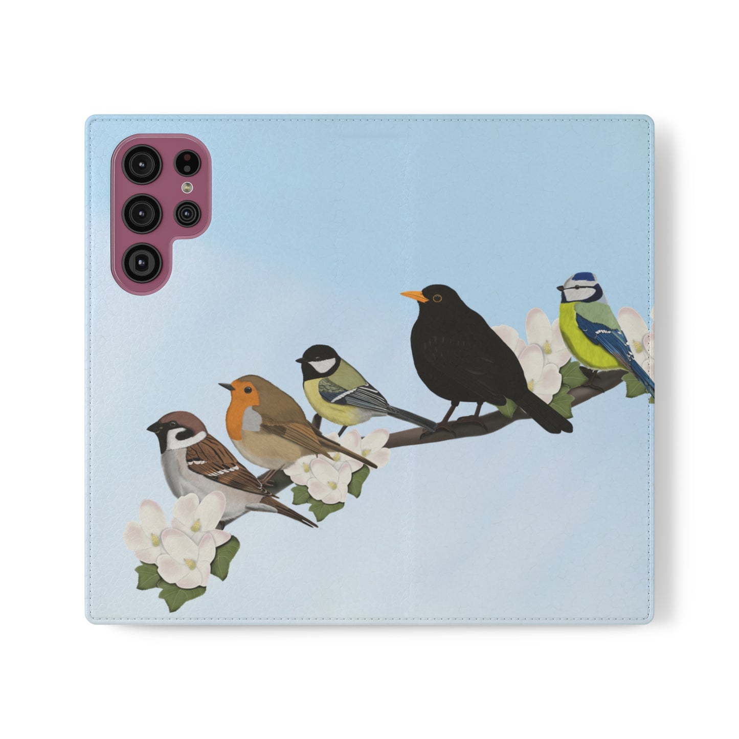 Garden Bird Blackbird Sparrow Chickadee Phone Flip Case