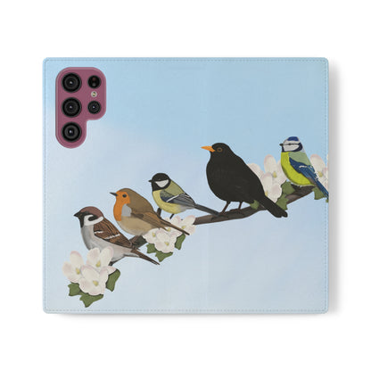 Garden Bird Blackbird Sparrow Chickadee Phone Flip Case