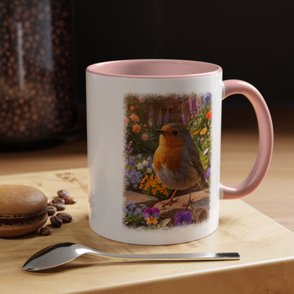 Robin Rosi Flower Bed Mug - Cute Backyard Bird Watcher Gift