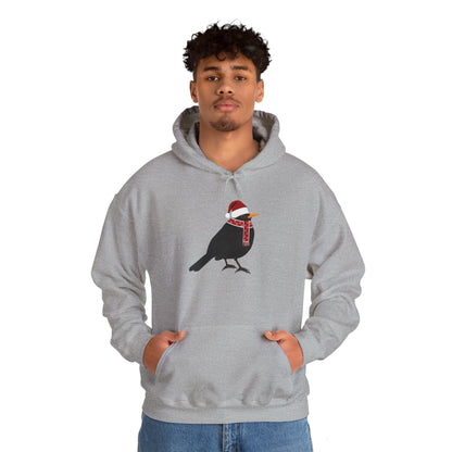 Blackbird Christmas Bird with Santa Hat Birdwatcher Birdlover Hoodie