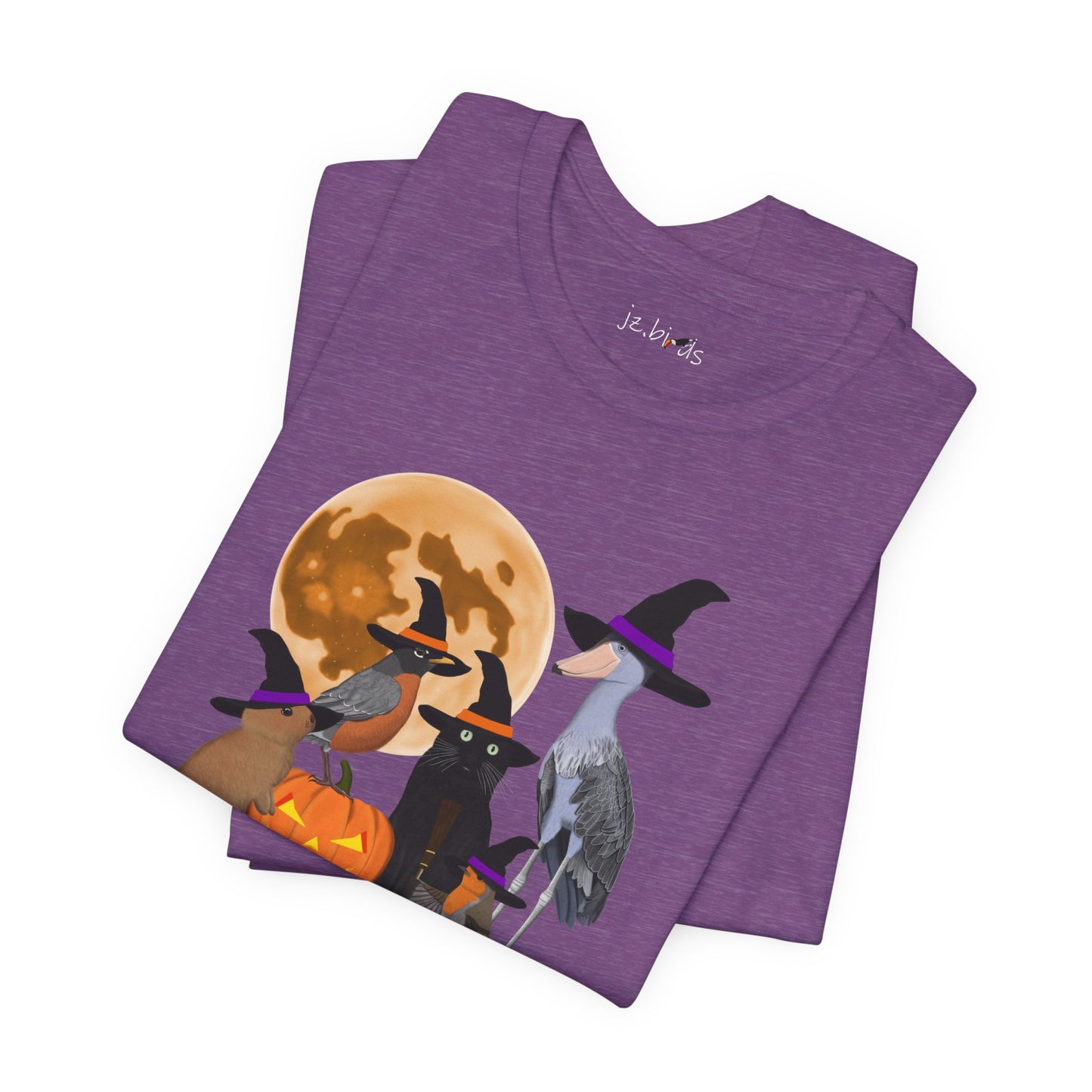 Robin Shoebill with Cat and Bunny Halloween Bird T-Shirt