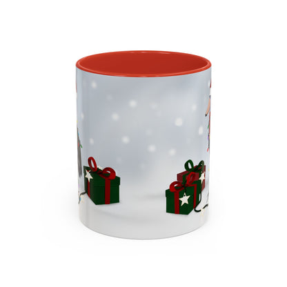 Shoebill with Christmas Hat and Scarf Snow Bird Coffee Mug