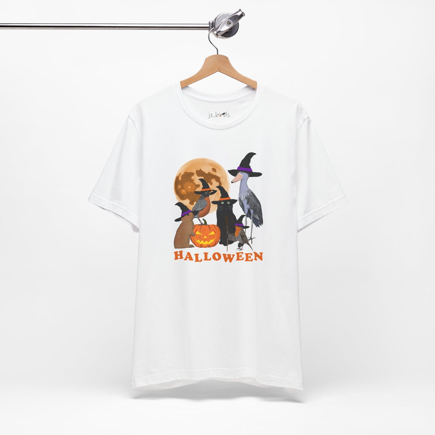 Robin Shoebill with Cat and Bunny Halloween Bird T-Shirt