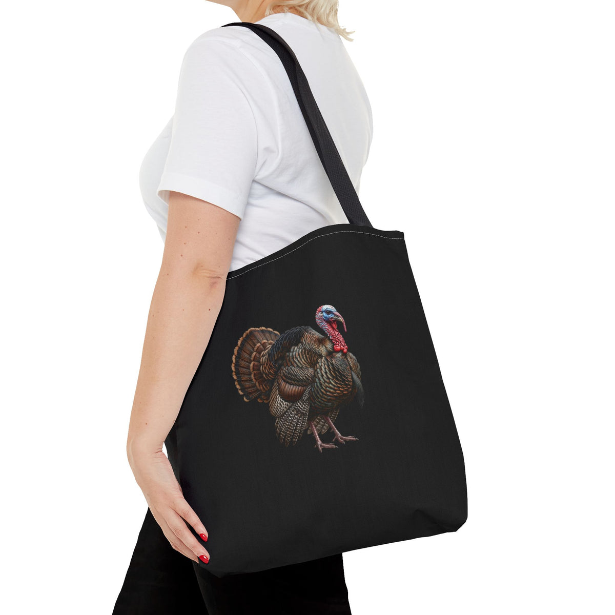 Thanksgiving Turkey Tote Bag | Wild Turkey on Black | Autumn Farmers Market Bag