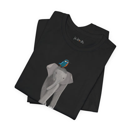 Elephant with Kingfisher Bird Birding & Birdwatching T-Shirt