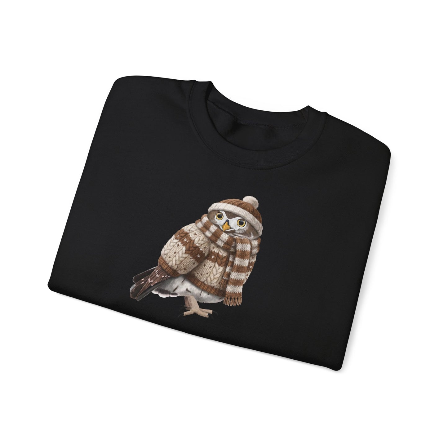 Eule in Strick Weihnachts-Sweatshirt | Unisex Vogel Sweater für Vogelfreunde & Vogelbeobachter