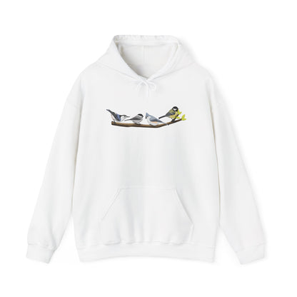 Birds on a Branch Hoodie Nuthatch Tufted Titmouse Chickadee Bird Lover & Bird Watcher