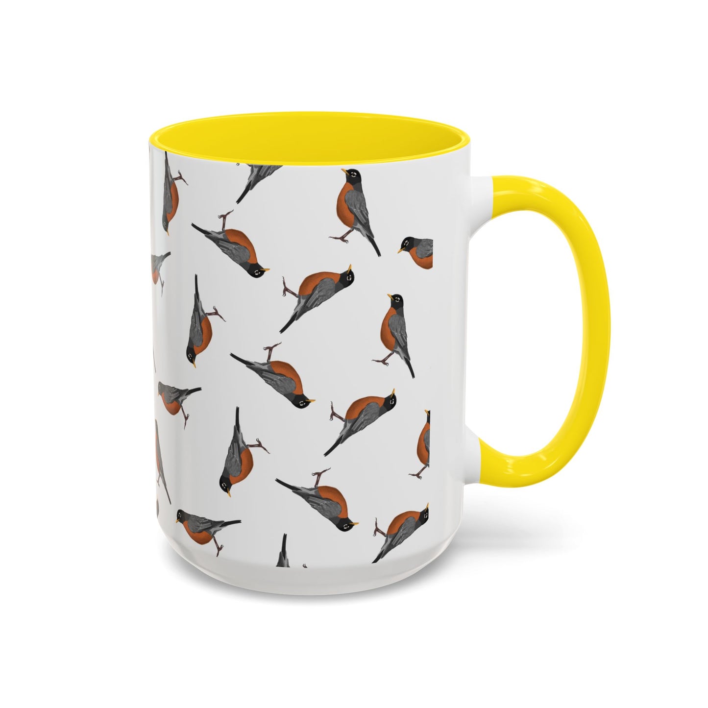 American Robin All-Over Pattern Accent Mug | Colorful Bird Lover Gift for Birdwatchers