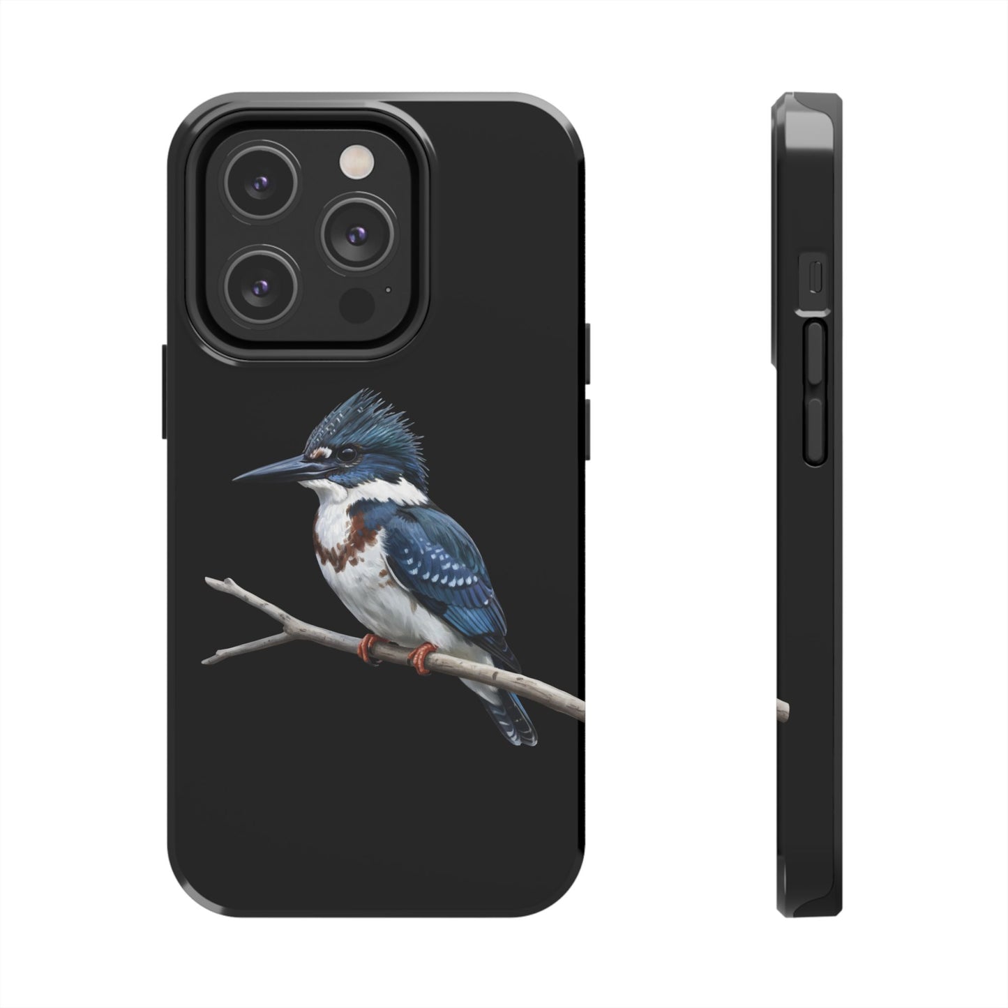 Belted Kingfisher iPhone Case – Premium Tough Phone Cover Black