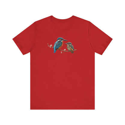 Kingfisher & Fledgling T-Shirt | Spring Blossoms Unisex Graphic Tee