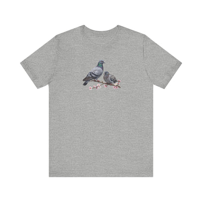 Taube & Jungvogel T-Shirt | Frühlingsblüten Vogelmotiv für Vogelbeobachter