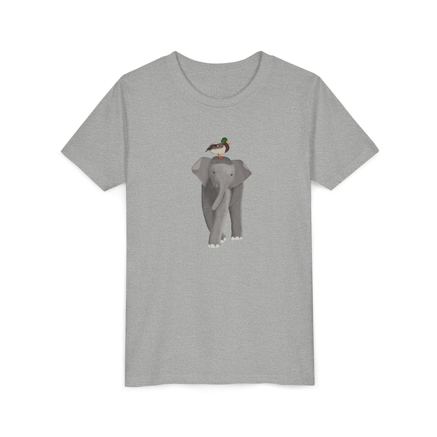 Elephant with Mallard Bird Youth T-Shirt